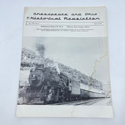 1976 April Chesapeake and Ohio Historical Newsletter C&O RR Thomas Dixon WV M1-2