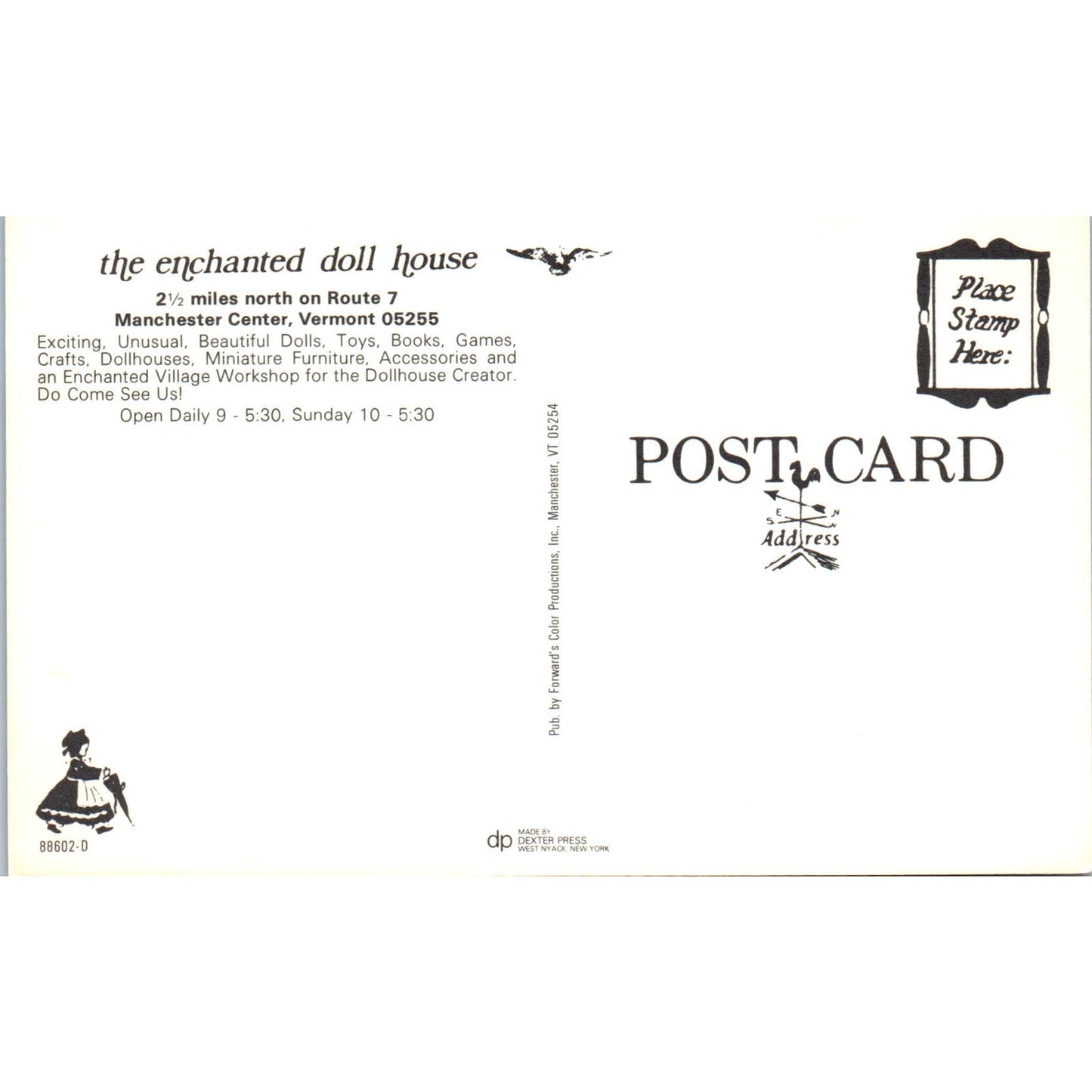 The Enchanted Doll House Manchester Center Vermont Original Postcard PB10