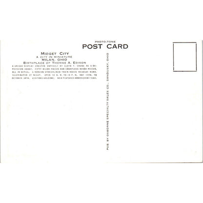 Vintage Postcard Partial Rural View of Midget City Milan Ohio TD9