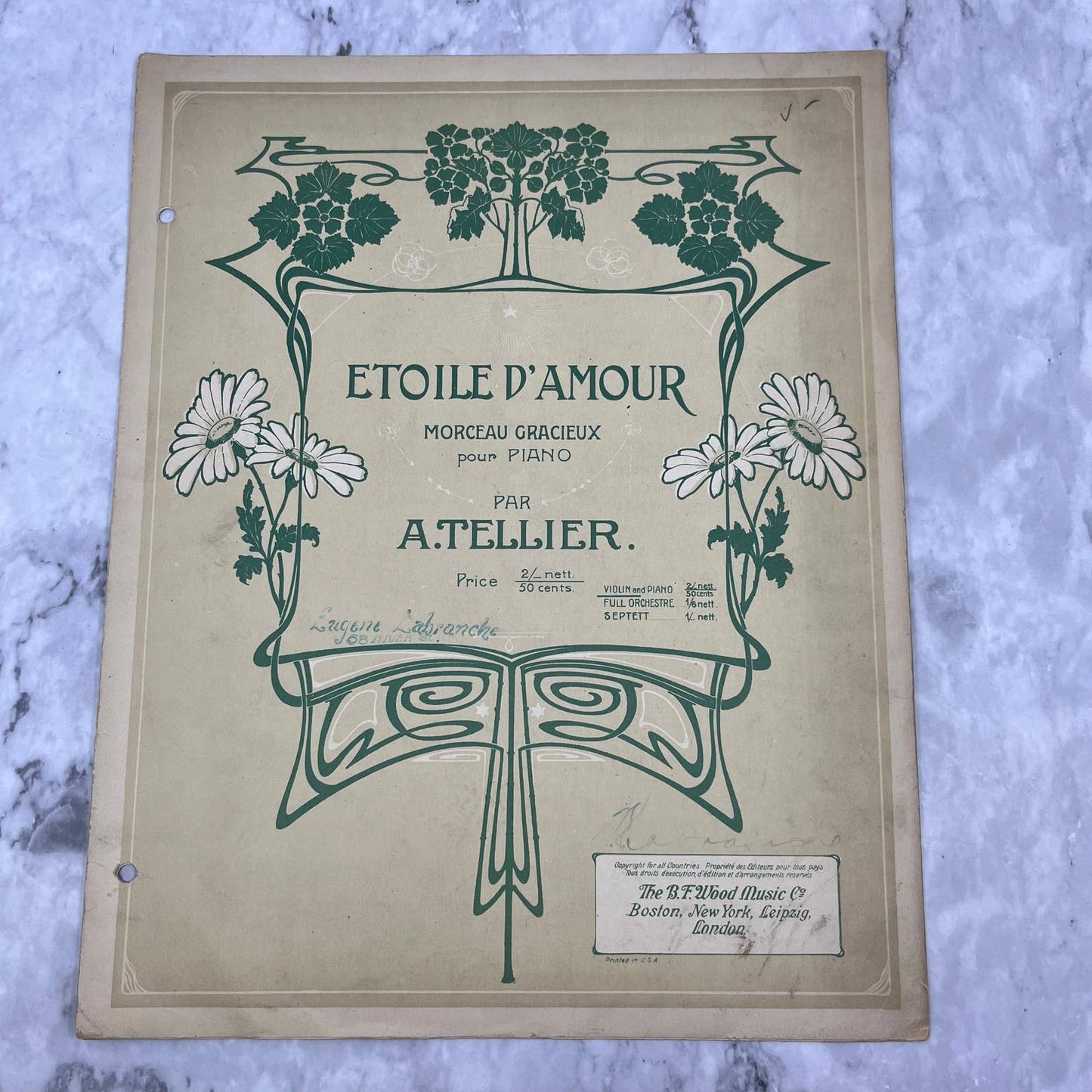 1907 EToile D'Amour Sheet Music Morceau Gracieux A. Teller Piano TJ4