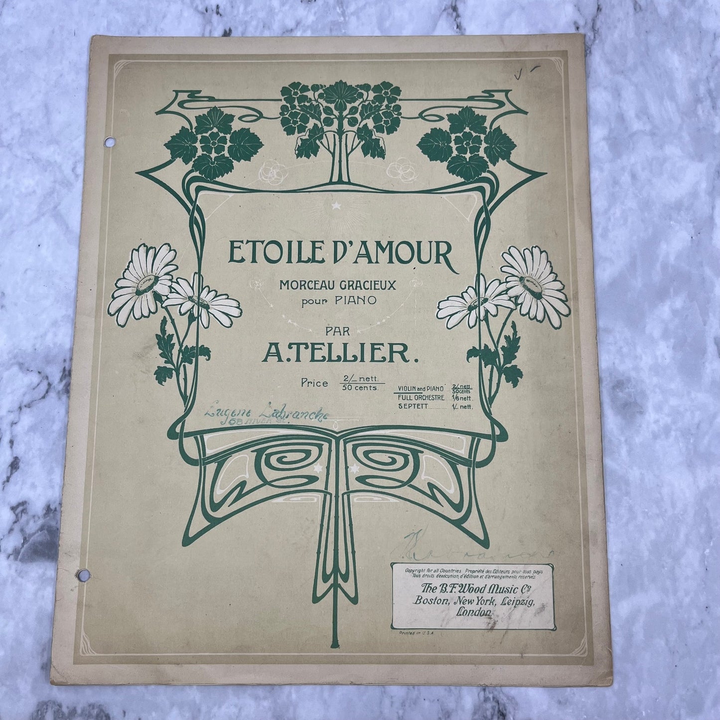 1907 EToile D'Amour Sheet Music Morceau Gracieux A. Teller Piano V41-1