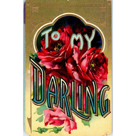Antique Romance Postcard To My Darling Embossed Roses Germany SE4
