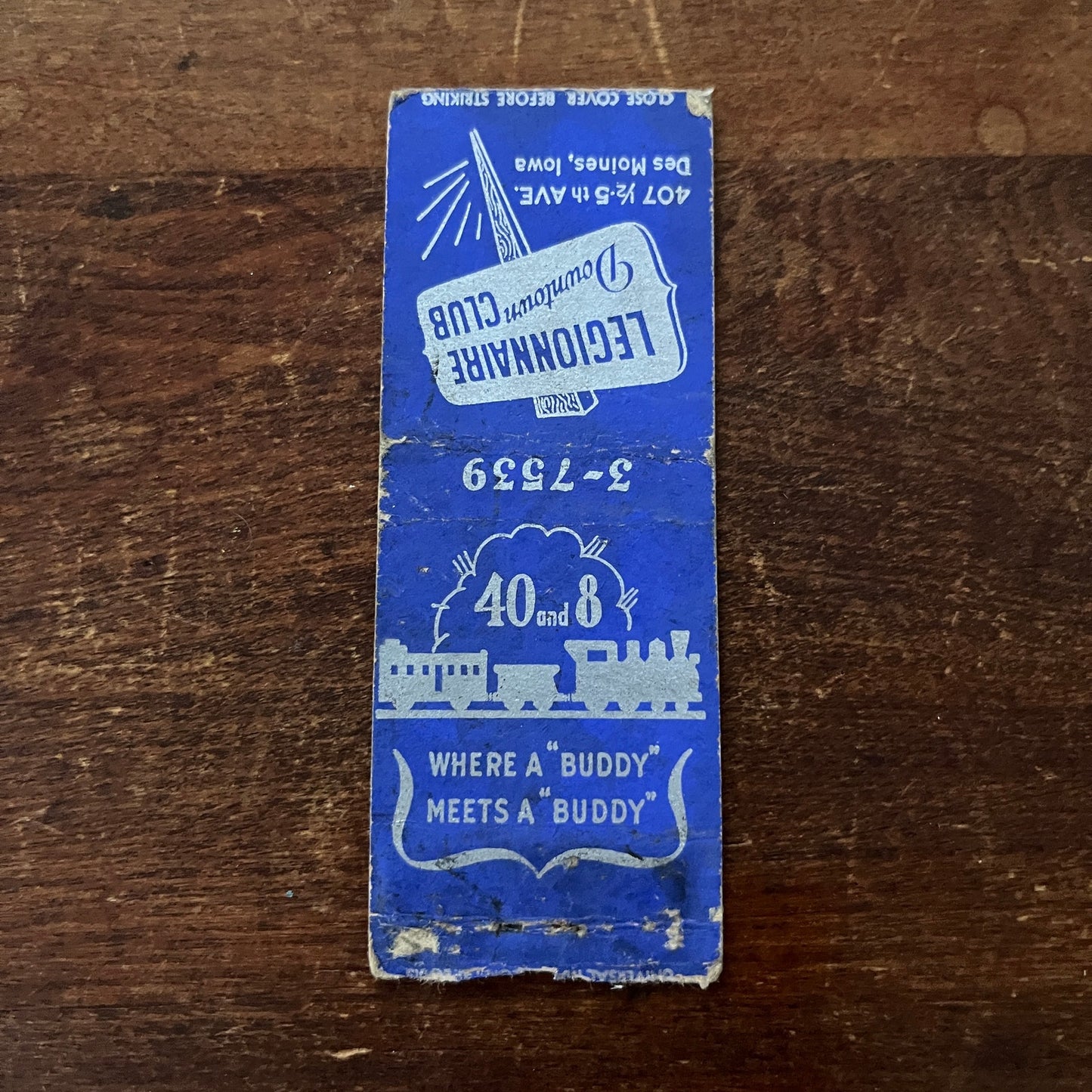Legionnaire Club Downtown Des Moines Iowa Advertising Matchbook Cover MM11-6