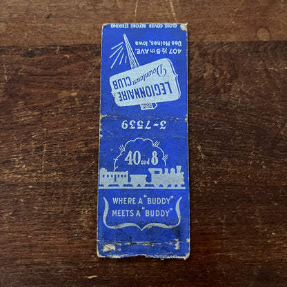 Legionnaire Club Downtown Des Moines Iowa Advertising Matchbook Cover MM11-6