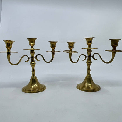 Vintage Liards Solid Brass Candelabra Pair 3 Arm Candlestick Holders 5.5 x 6 TI3