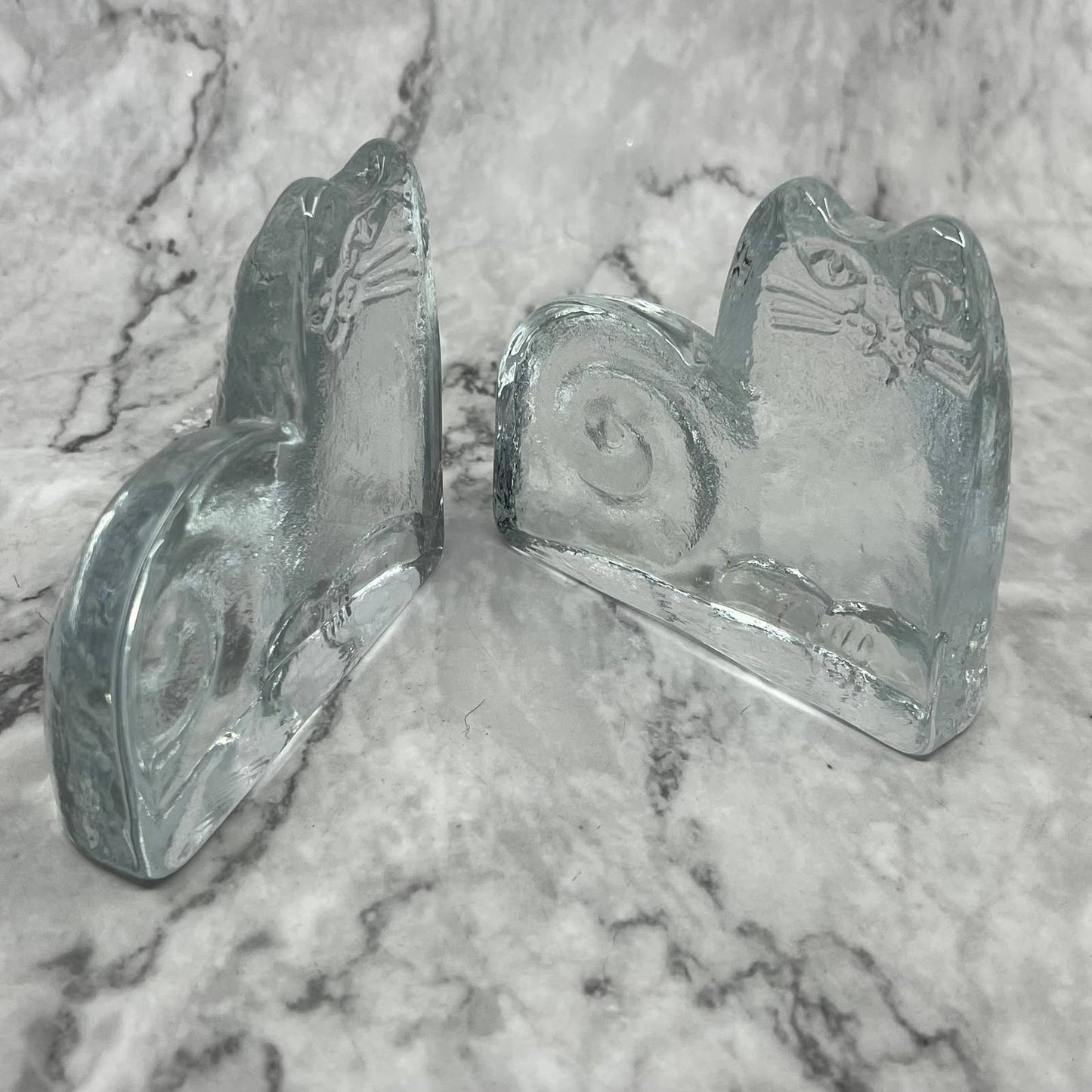 Lisa Larson 'Djur i Frihet', Crystal Cat Royal Krona Bookends Set of 2 TK1