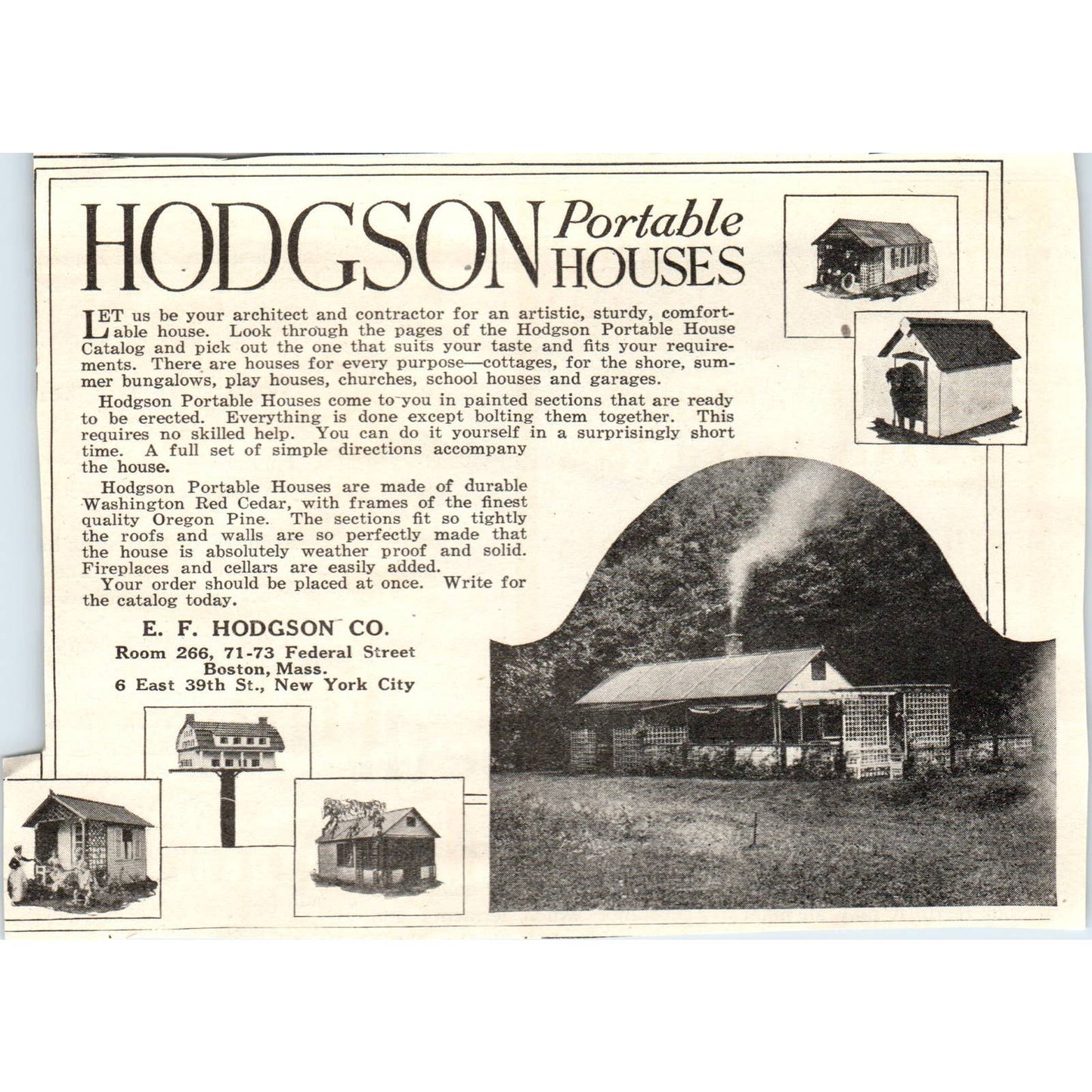 c1920 Harper's Magazine Ad - E.F. Hodgson Portable Houses Boston EA3