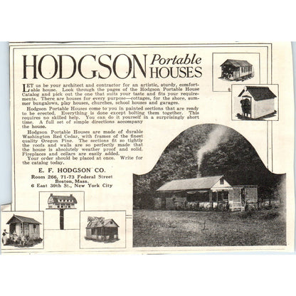 c1920 Harper's Magazine Ad - E.F. Hodgson Portable Houses Boston EA3