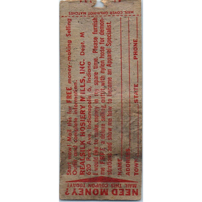 Be a Realsilk Apparel Specialist in Your Area Advertising Matchbook Cover SA9-M3
