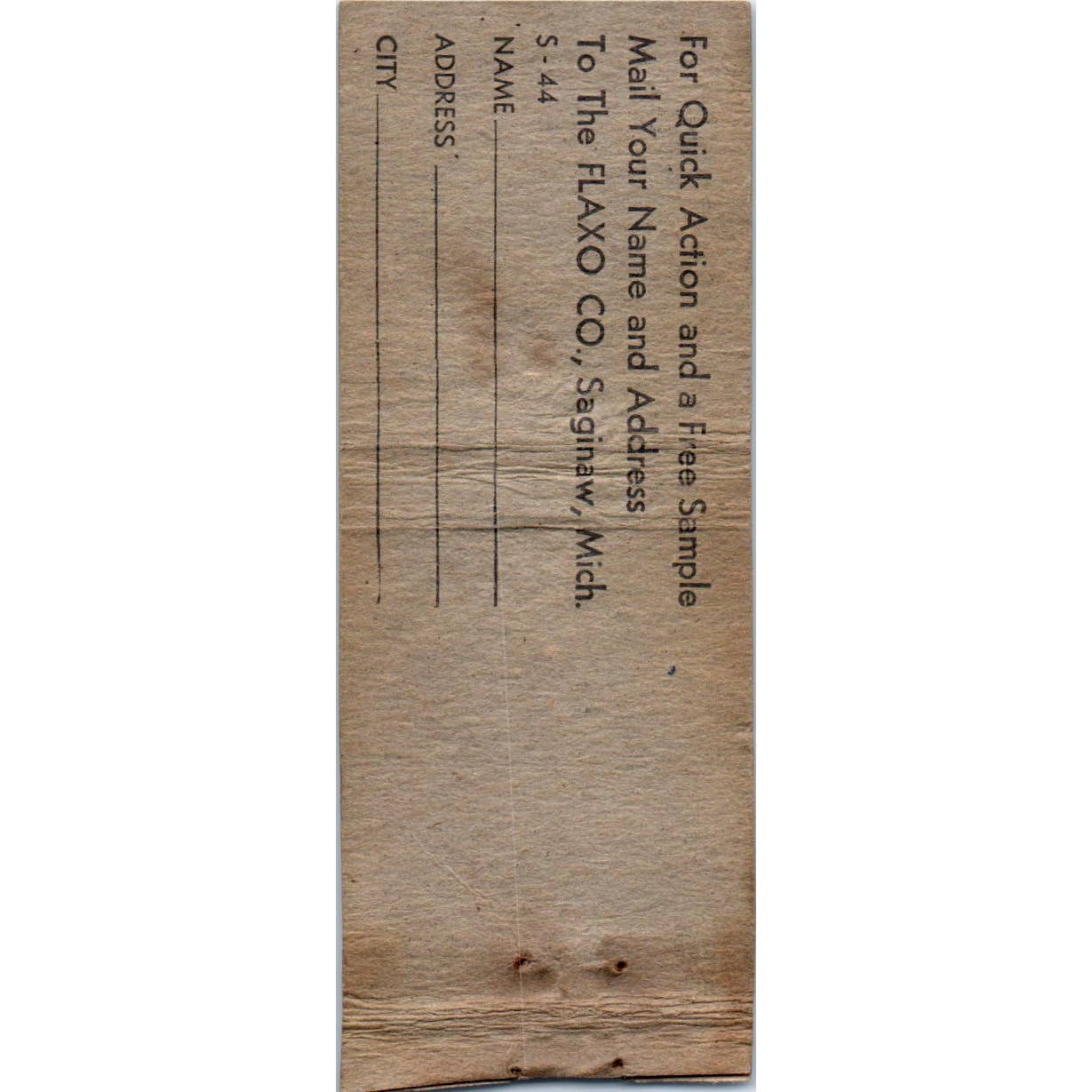 Vintage Matchbook Cover Flaxo Antiphlogistic Poultice Antiseptic Ointment SE5