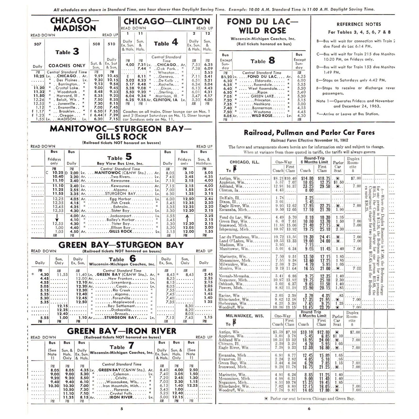 1963 Chicago and Northwestern Railway 400 Streamliners Passenger Timetables SE4