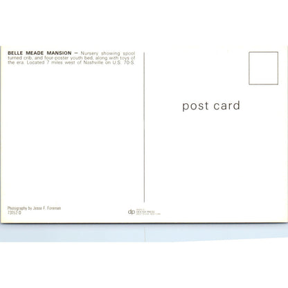 Belle Meade Mansion Doll House Nursery Nashville Original Postcard PB5