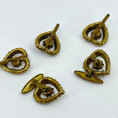 Vintage Lot of Woman’s Shirt Studs Cufflinks Heart Rhinestones SD2