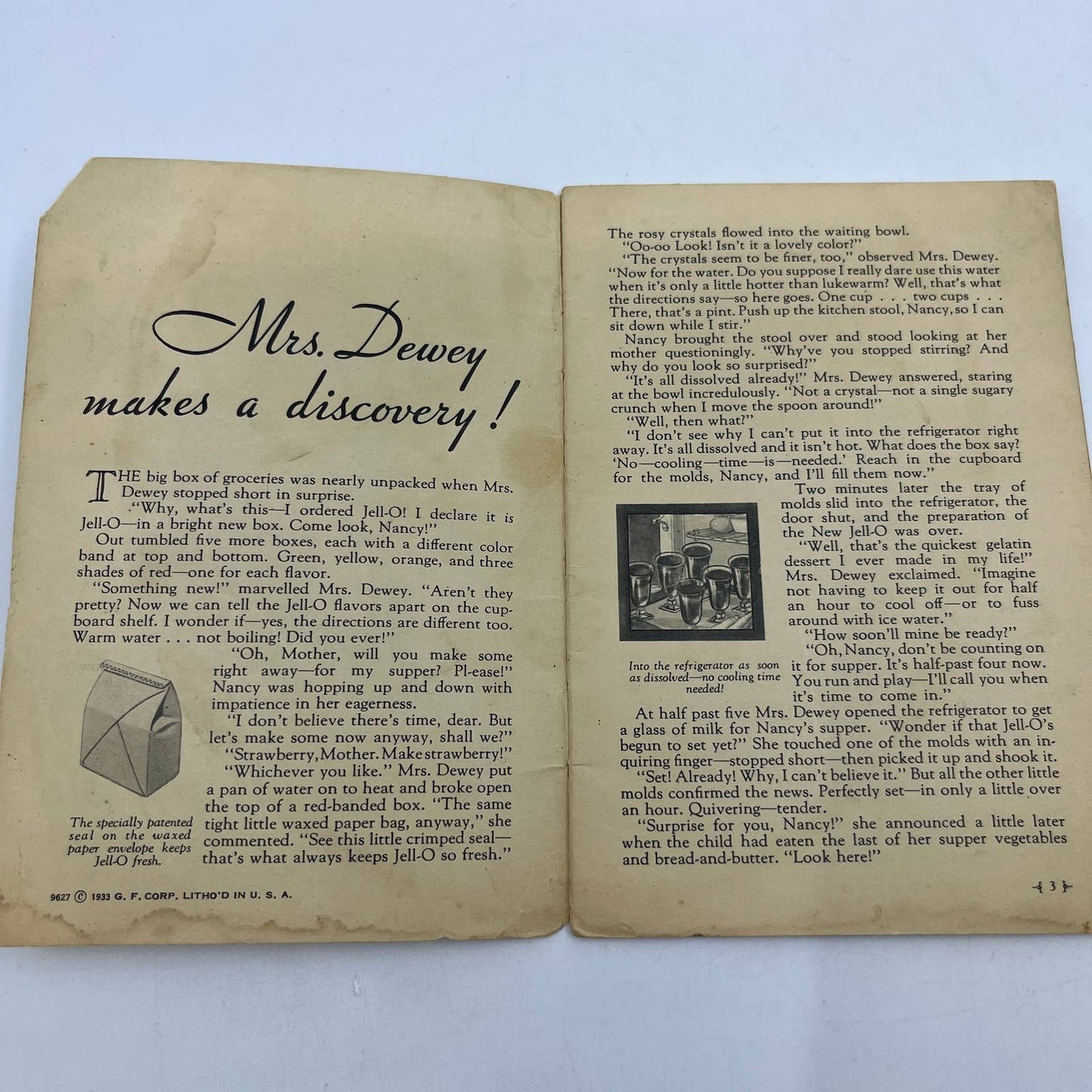 VTG 1933 What Mrs. Dewey The New Jello Recipe Advertising Book GF Corp TG6