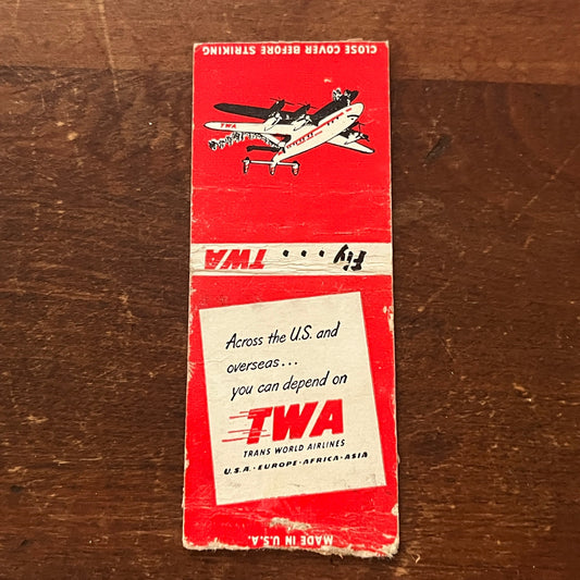 1950s TWA Airlines Across The US & Overseas Advertising Matchbook Cover MM9-3