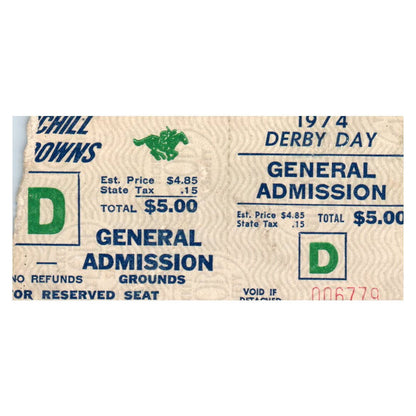 1974 Kentucky Derby Ticket Churchill Downs SE4