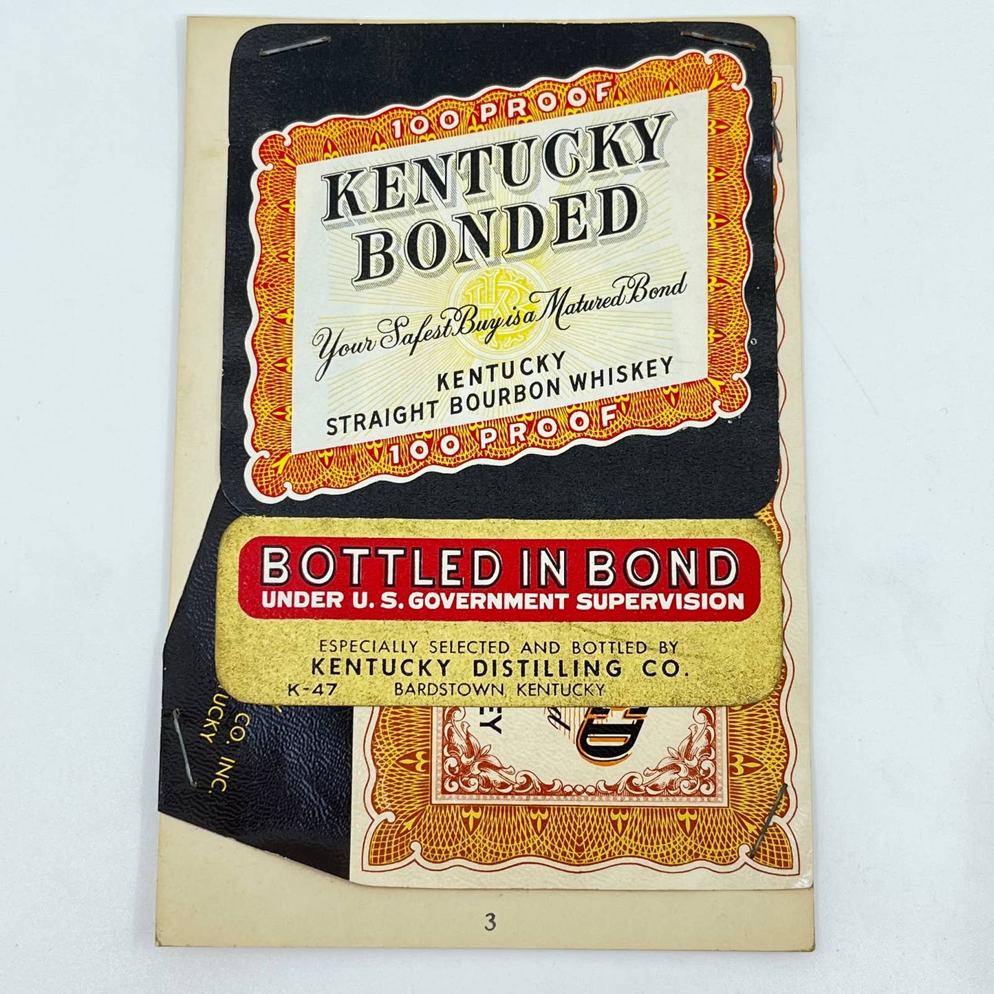 Kentucky Bonded Whiskey Label Set of 2 Kentucky Distilling Co. Bardstown KY