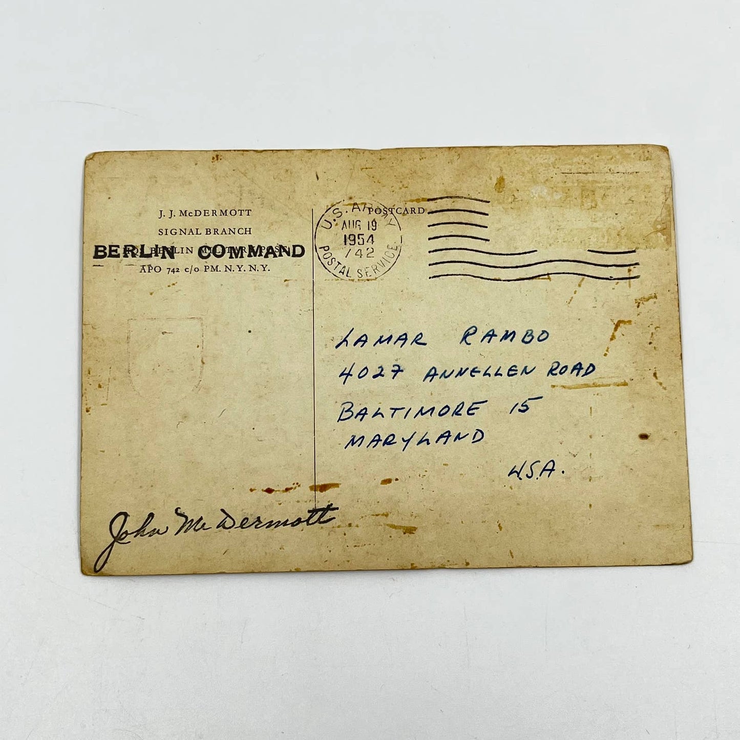 1954 QSL Radio Card DL4CN Berlin Germany Lamar Rambo SC6