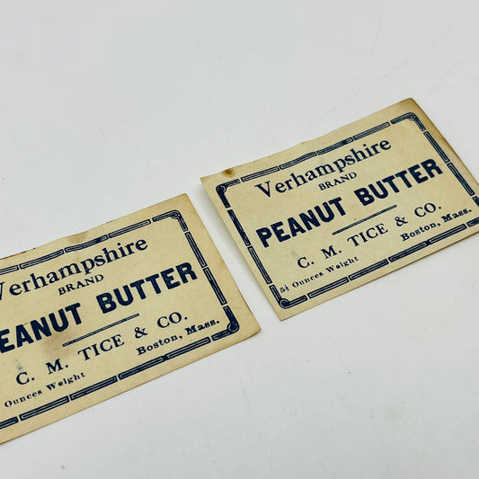 VERHAMPSHIRE Brand Peanut Butter Label C.M. Tice & Co. Boston Set of 2 EA4