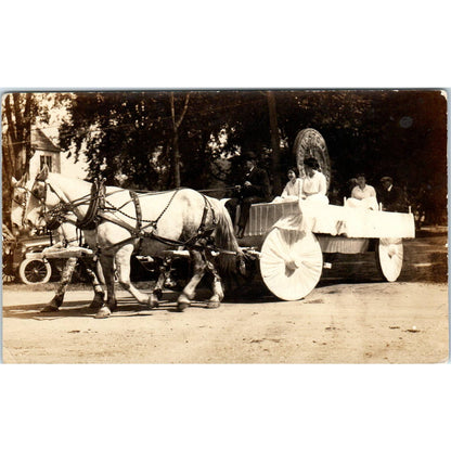 Antique Postcard RPPC Horse Drawn Float Turners Falls Mass Parade SE8