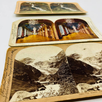 c1900 - 3 NORWAY Stereoview Cards Buerbrae Glacier Christiana Rustoenval TA7-10