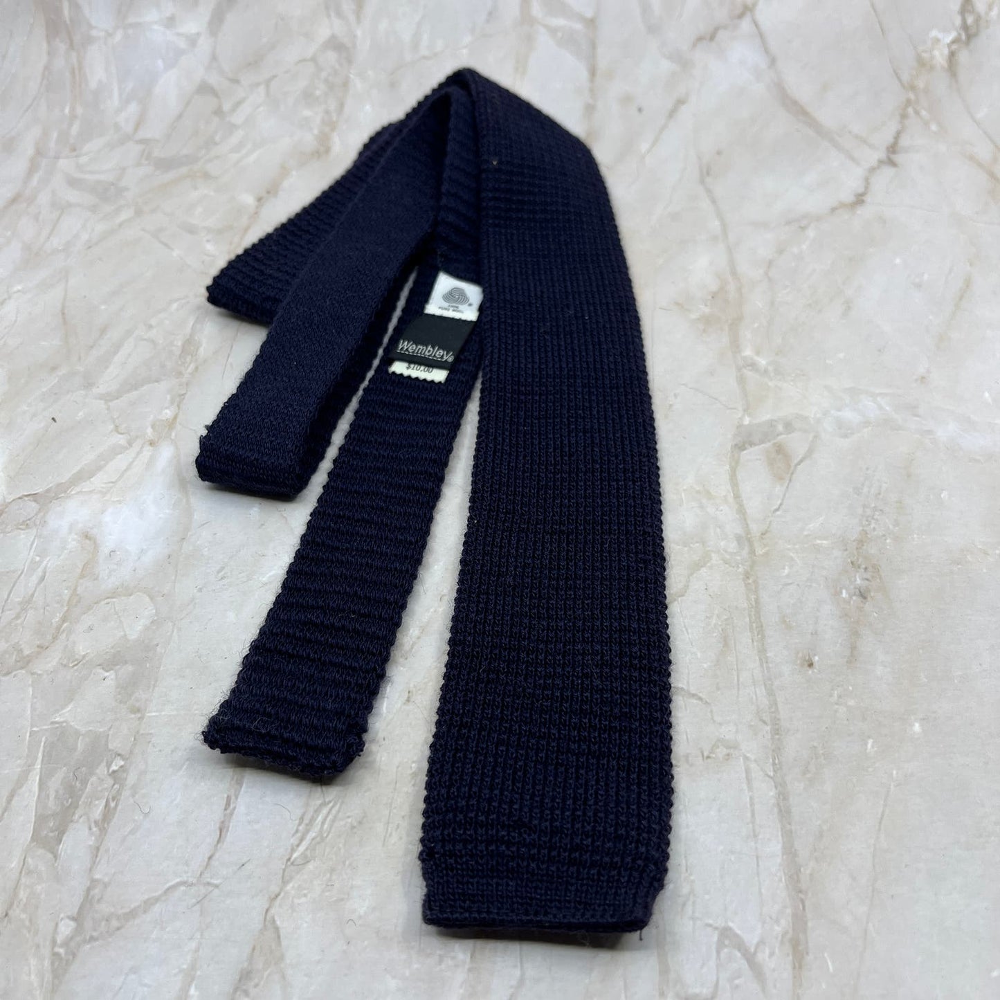 Retro Men's Royal Blue Slim Wembley Crochet Pure Wool Necktie Tie TJ9