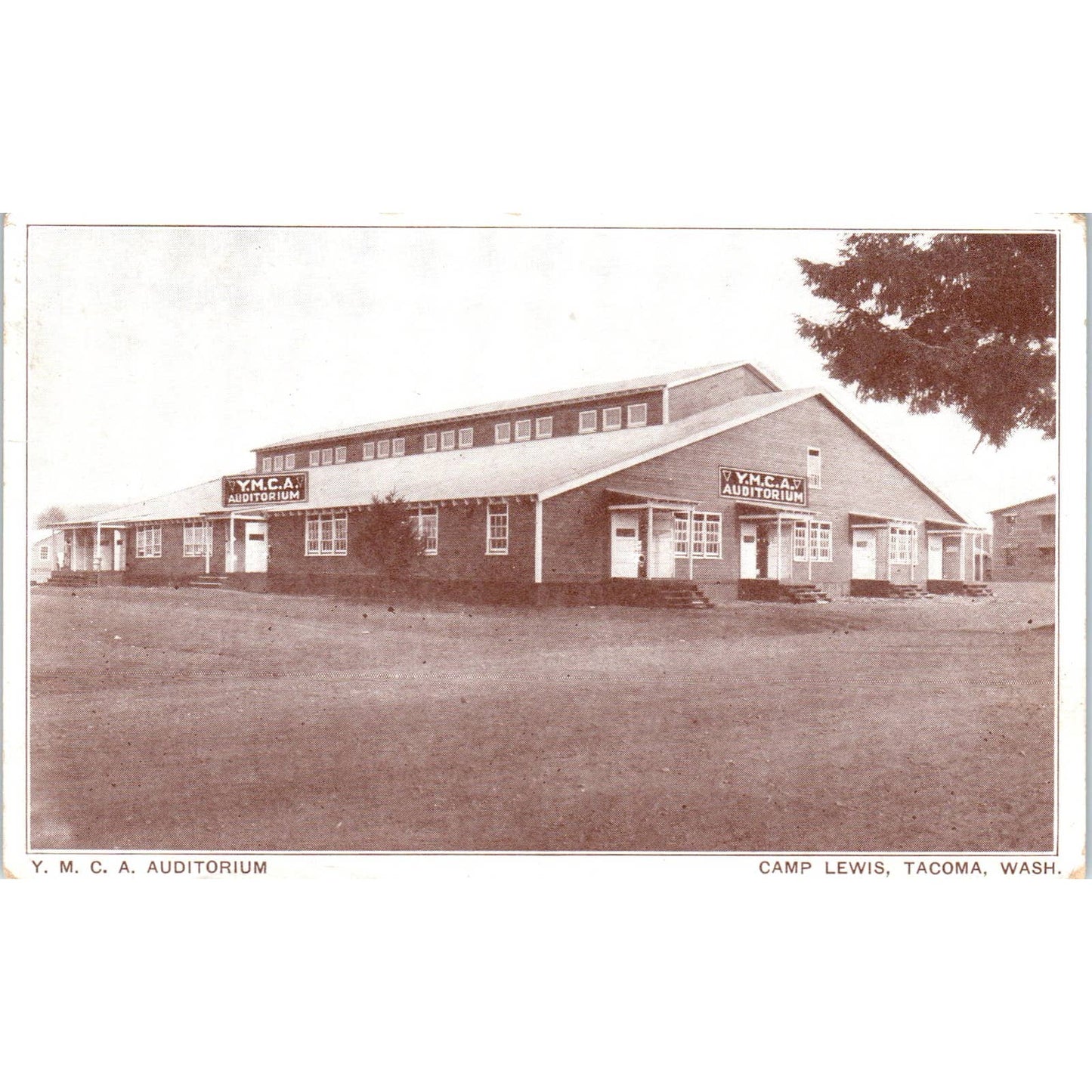 Vintage Postcard YMCA Auditorium Camp Lewis Tacoma Washington TD9-W2