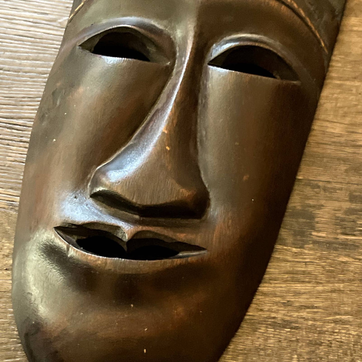 Vintage Tall African Tribal Art Hand Carved Wooden Mask Kenya 22"