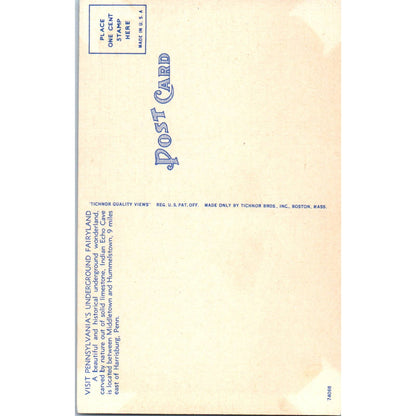 Vintage Postcard Icicle Fountain Indian Echo Cavern Hummelstown PA TD9-P1