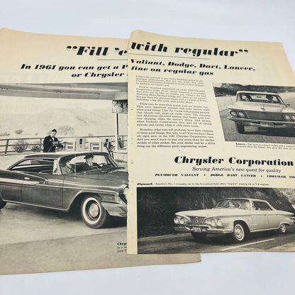 1920-60s Set of 12 Buick Rambler Fiat Dodge Chevy Ford Original Print Ads TA8