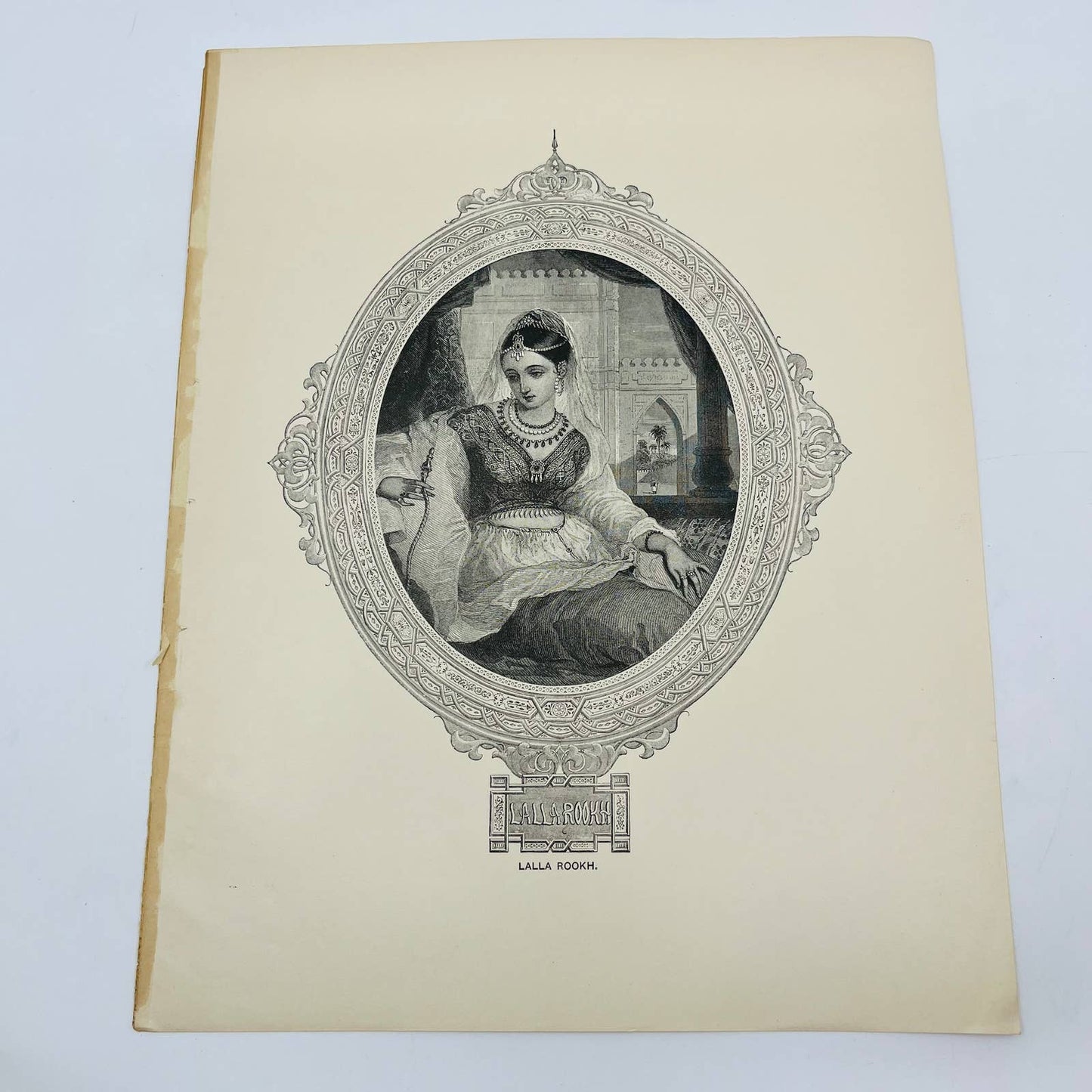 1880s Victorian Art Print Engraving Moore LALLA ROOKH A. De Valentine