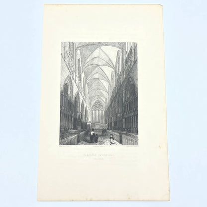1842 Original Art Engraving Carlisle Cathedral - The Choir AC6