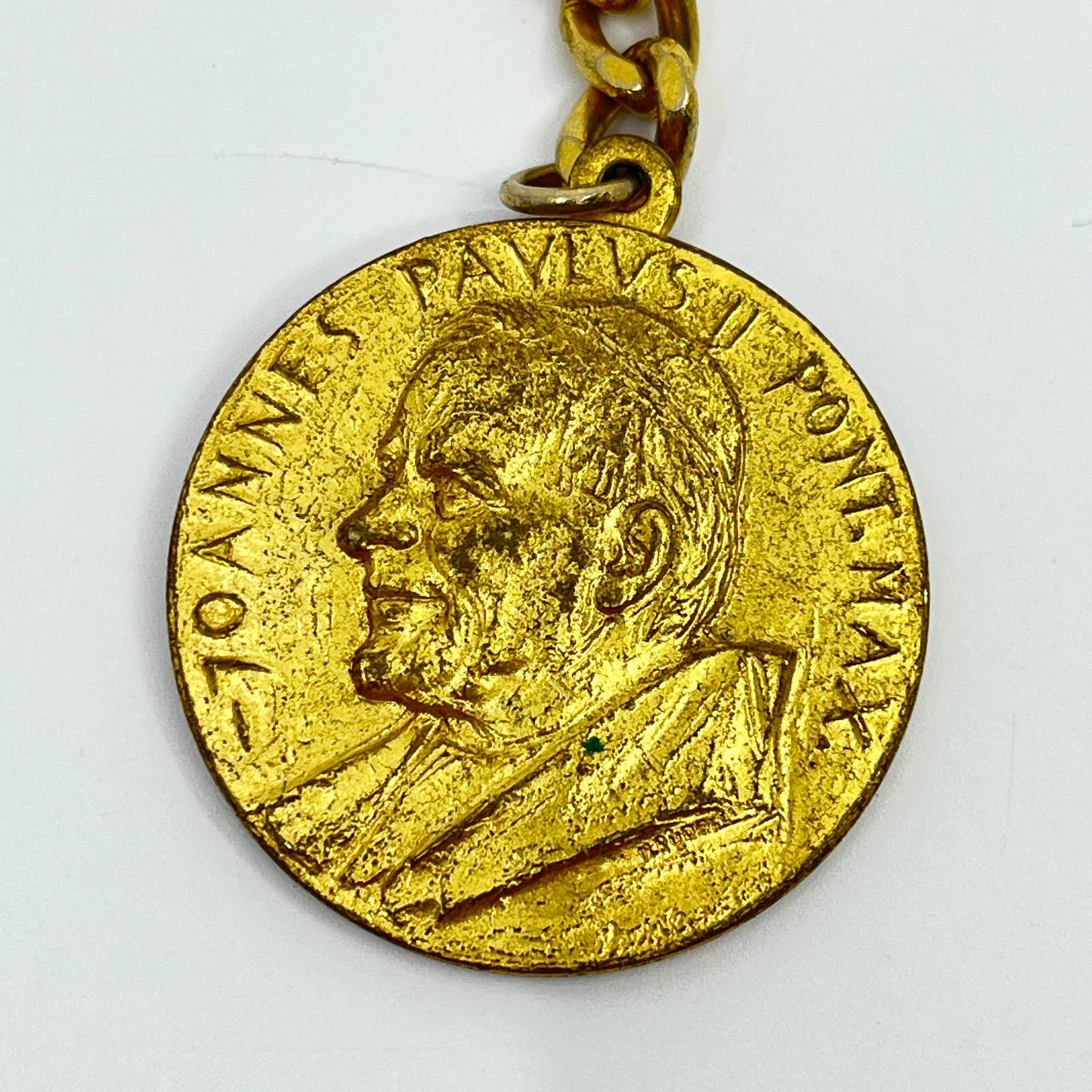 1983 Catholic Pope John Paul II 70th Annes Keychain Medal Italy SC3