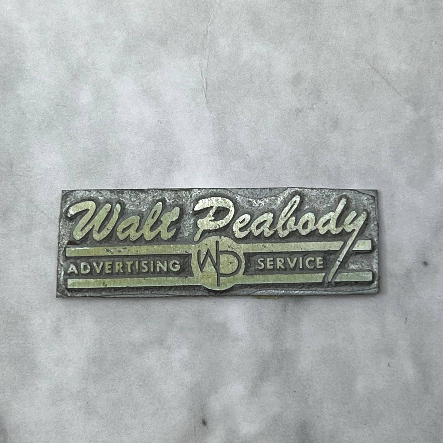 Vintage Letterpress Printers Block Plate Walt Peabody Advertising Service TJ515