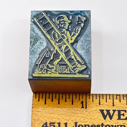 1928 Masonic Figural Trade Worker Stamp Typeset Print Block SC7-45