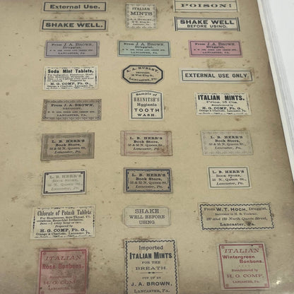 1880s Bottle Labels Lancaster PA Pharmacy Quack Medicine Lot of 26 AA6-6