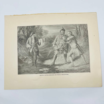 1880s Art Print Engraving  ROB ROY PARTING RASHLEIGH & FRANCIS OSBALDISTONE