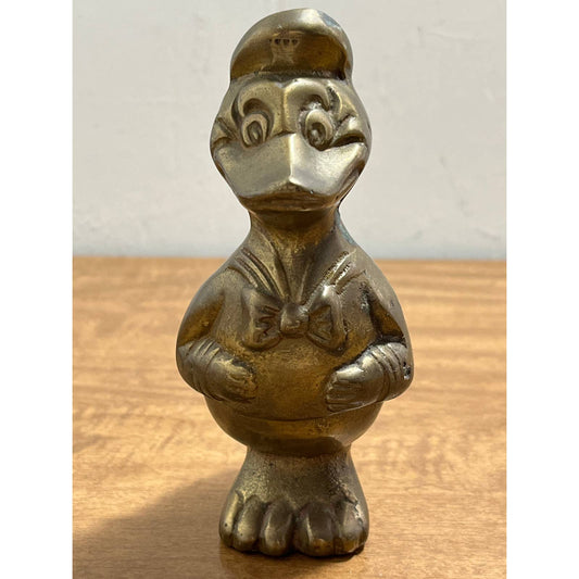 1950s Disney Heavy Brass Donald Duck Statue Figurine Paperweight 5.5”
