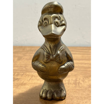1950s Disney Heavy Brass Donald Duck Statue Figurine Paperweight 5.5” TH8