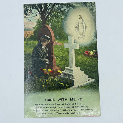 1910s Post Card Christian Victorian Tinted Widow Graveyard Jesus PA6