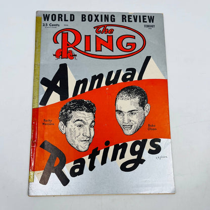 1954 Feb - The Ring Boxing Magazine – Rocky Marciano Bobo Olson Cover TA5