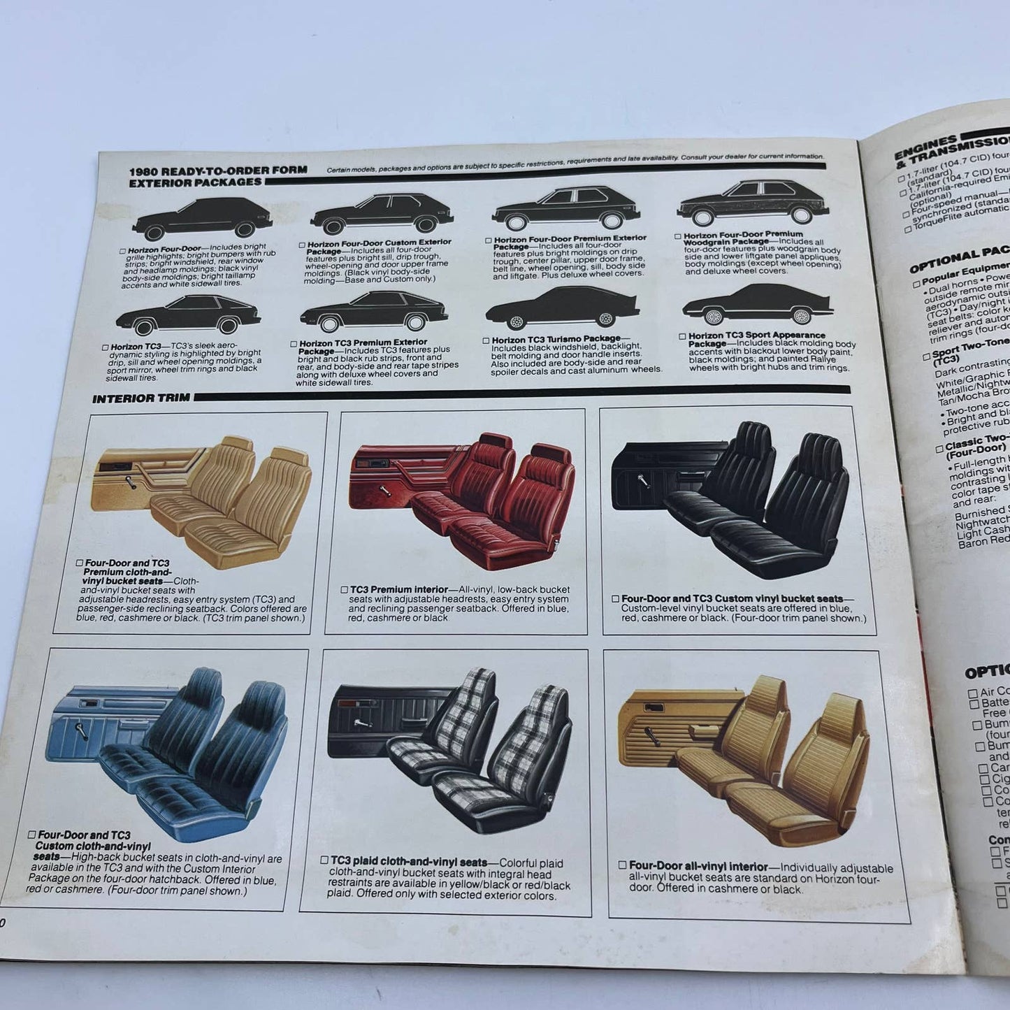 1980 Plymouth Horizon Original Dealer New Car Showroom Brochure TH8