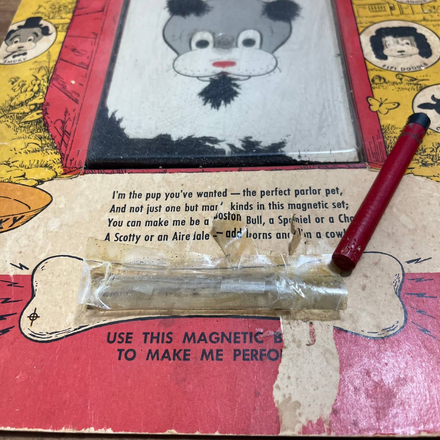 Vintage 1960 Doodle Poodle Magnetic Game Wooly Willy WORKS TB2