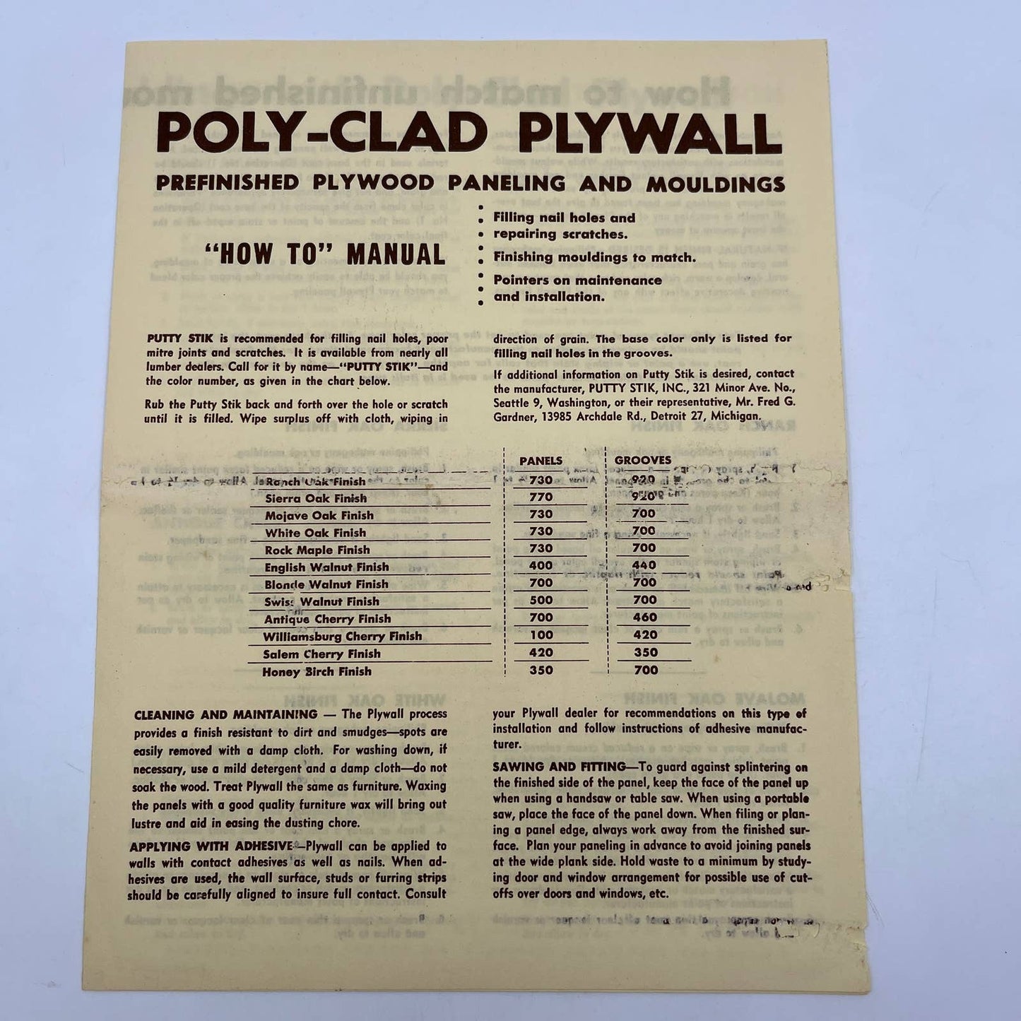 1960 Poly-Clad Plywall Wood Paneling  Advertising How-To Booklet AC8