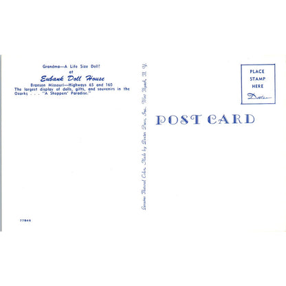 Lifesize Grandma Doll Eubank Doll House Branson Missouri Original Postcard PB7