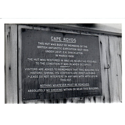 c1970 Original Photograph Cape Royds Plaque 5x7 AD6