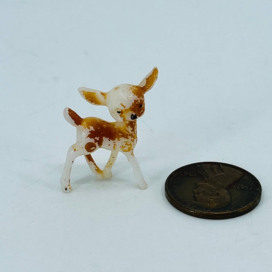 Miniature 1950s Tiny Celluloid Fawn Deer Figurine 1” SB1