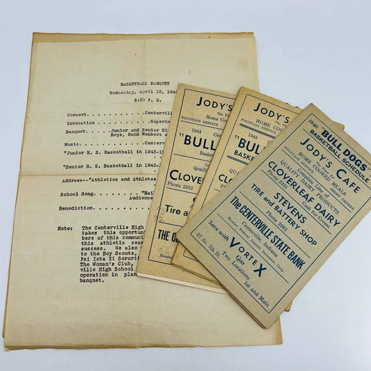 1944-47 Lot of 3 Basketball Schedules Centerville Indiana High School C13