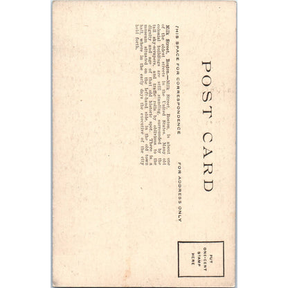 Milk Street, Boston MA c1910 Original Postcard TK1-27