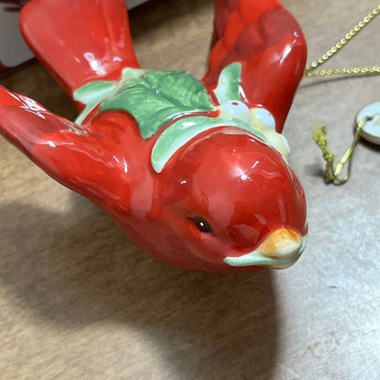 Fitz And Floyd Bellacara Red Bird Christmas Ornament 63/432 2008 IN BOX TA3